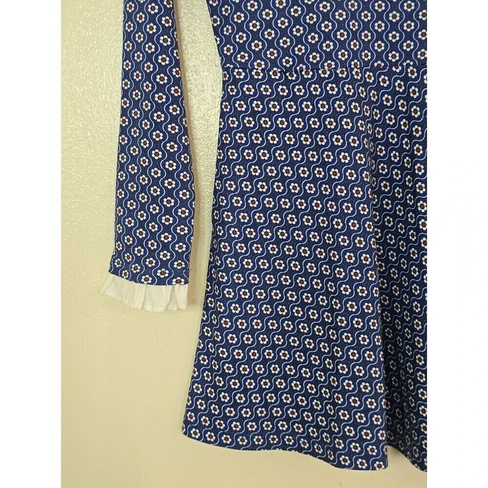 Brooks Brothers Floral Long Sleeve Dress Girls Size Large Blue Red White Ruffle